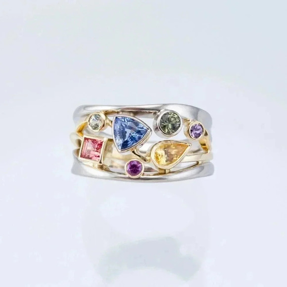 ▶Multi Color Stone 925 Silver Ring for Women, F032 (LIMITED EDITION!!) - Picture 3 of 7